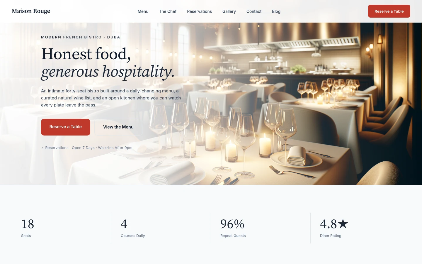 Black Door restaurant website